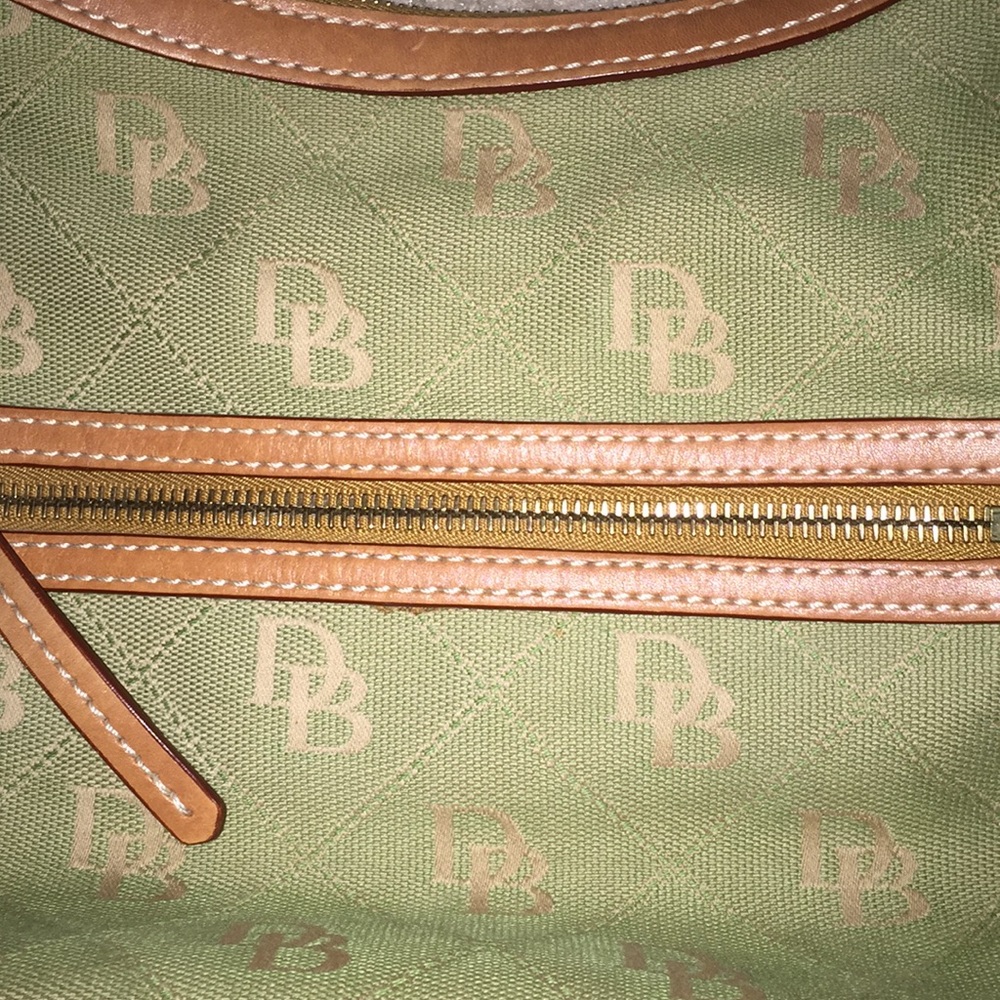 Green canvas/tan leather Dooney & Bourke hobo - Picture 2 of 6